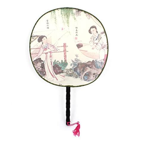 Alcoa PrimeWomen Wood Handle Chinese Traditional Palace Round Hand Fan ...