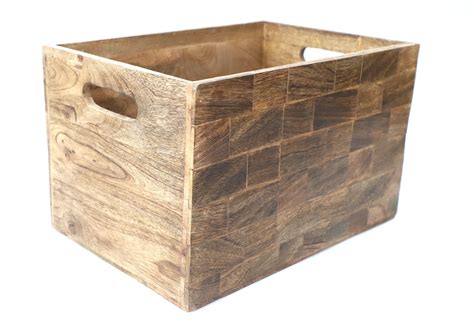 Wood Carved Storage Crate – GreenDecor