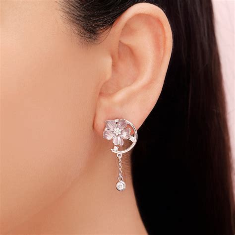 Lavender Bloom Rhodium Plated 925 Sterling Silver Earrings – Zavya