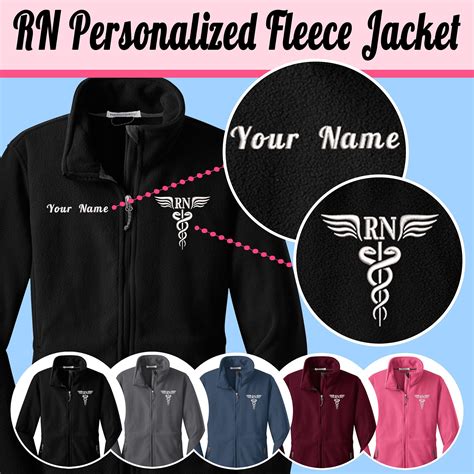Personalized RN Zip up Embroidered Caduceus Fleece Jacket Comfortable ...