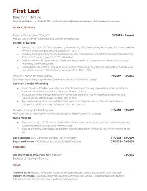 Director of Nursing Resume Examples for 2025 | Resume Worded