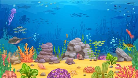 Cartoon underwater landscape, vector background 15017580 Vector Art at ...