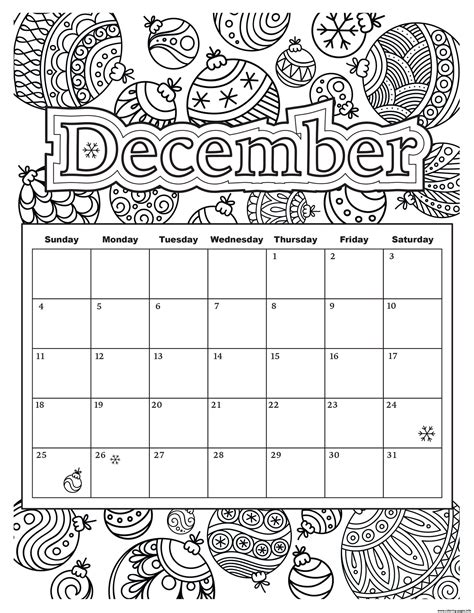 Printable December Calendar Page