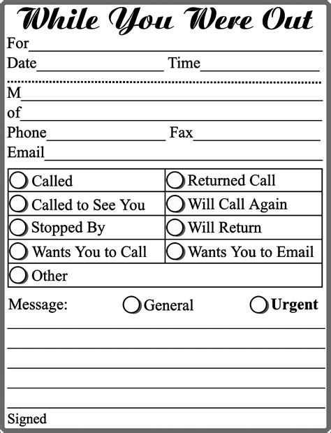 Image result for A Call Message Note