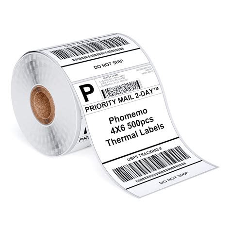 Phomemo 4"x6" Direct Thermal Shipping Label, Pack of 500 4x6 Thermal ...