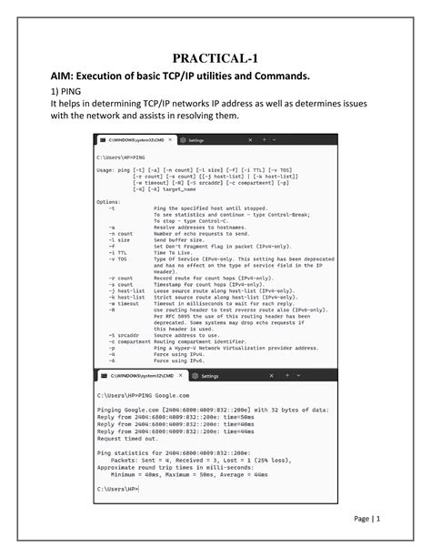 Solved-NMA Practicals File - PRACTICAL- AIM: Execution of basic TCP/IP ...