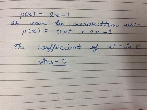 the coefficient of x square in the polynomial P of x is equal to 2x - 1 ...