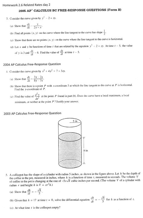 Related Rates Worksheet