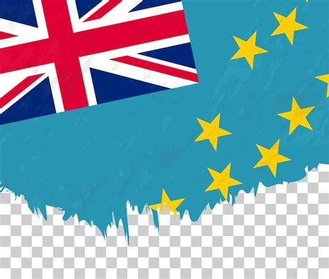 Bandeira grungestyle de Tuvalu em um fundo transparente | Vetor Premium