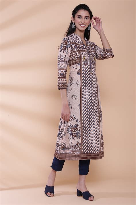 Peach Cotton Straight Kurta at Biba India