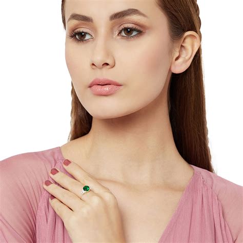 Green Stone Decked Sterling Silver Ring – VOYLLA