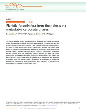 Fillable Online Planktic foraminifera form their shells via metastable ...