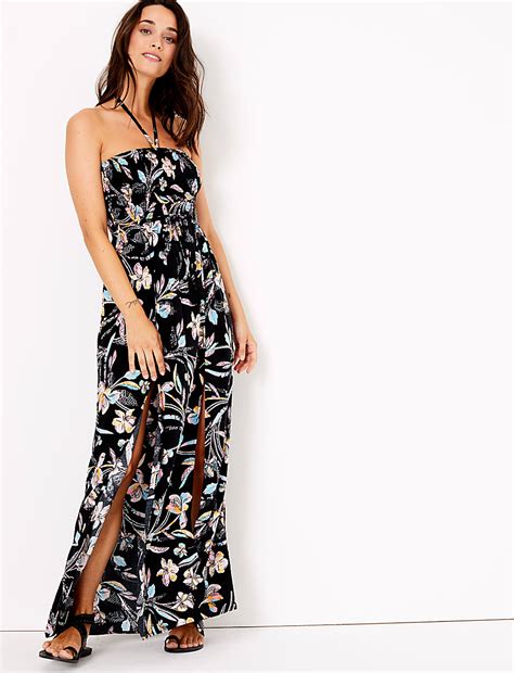Buy Floral Halter Neck Swing Beach Dress at Marks & Spencer