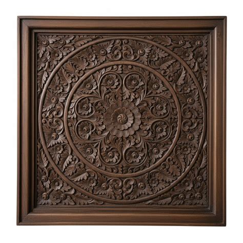 Hand‑Carved Mango Wood Wall Panel — Large Square Mandala Medallion, Na ...