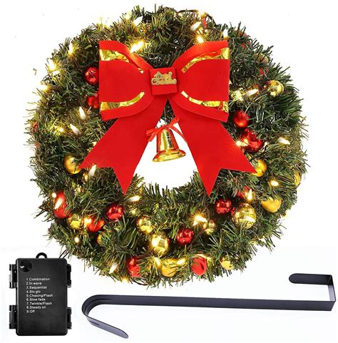 Battery Operated Lighted Outdoor Christmas Wreaths Nearly Natural 24