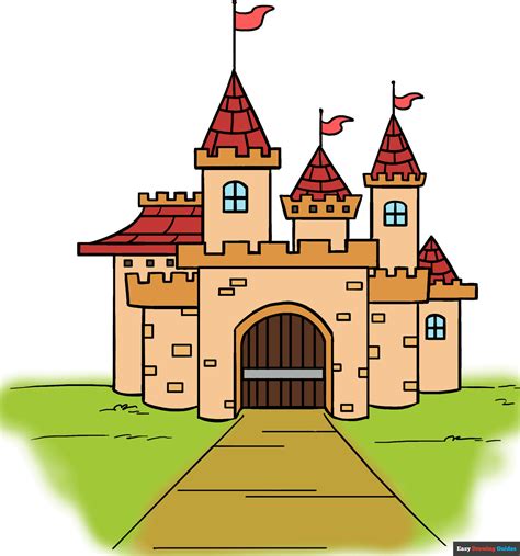 How to Draw a Cartoon Castle in a Few Easy Steps | Easy Drawing Guides