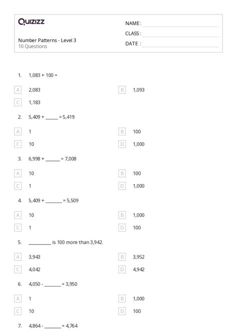 Number Pattern Worksheets 4th Grade 的图像结果