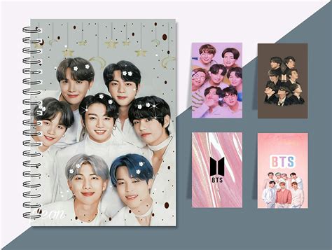 BTS NEW WHITE COLLAGE GIFT SET (DIARY + SET OF 4 MAGNETIC BOOKMARKS ...