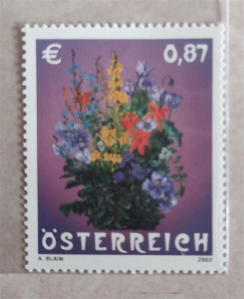 Austria 2002 single stamp with fragrance of flowers. – Bharat Exotics