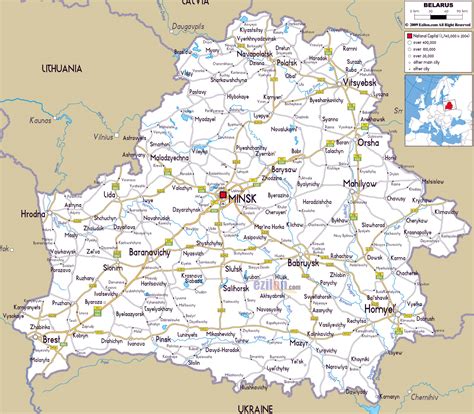 Большая карта автодорог Белоруссии с городами и аэропортами | Беларусь ...