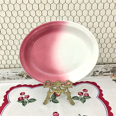 Vintage Sterling Vitrified China Oval Platter Red Fade to - Etsy