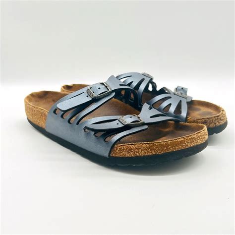 Birkenstock Sandals Womens 37 US 6 Gray Silver... - Depop