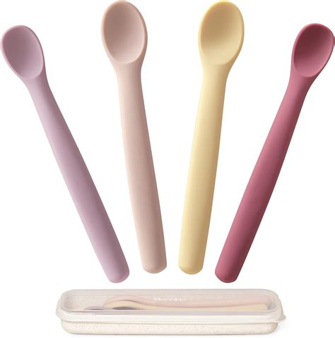 Moonkie Silicone Baby Spoons Set of 4, Soft-Tip Spoons for First Stage ...