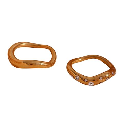 Wavy Duo Rings (Pack of 2) | 18K Plated – aquastreet.in