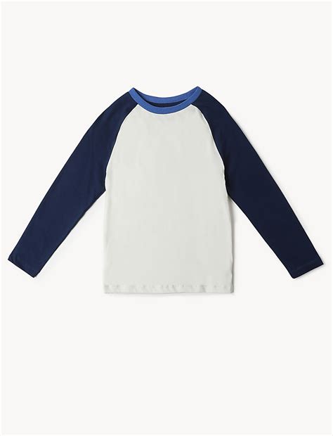 Buy Pure Cotton Colorblocked Round Neck Top at Marks & Spencer
