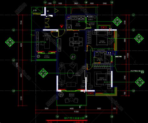 现代小户型室内设计CAD施工图，住宅家装CAD施工图纸下载 - 易图网