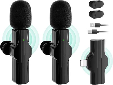 Buy 2 Pcs Wireless Lavalier Microphone, Clip on Microphone for iPhone ...