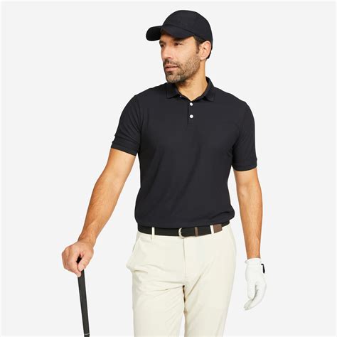 Men’s Golf Polo Shirt - WW 500 Black - smoked black - Inesis - Decathlon