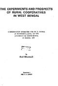The Experiments and prospects of rural cooperatives in West Bengal