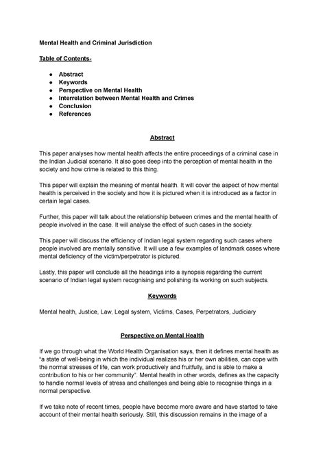 Mental Health and Criminal Jurisdiction - It also goes deep into the ...