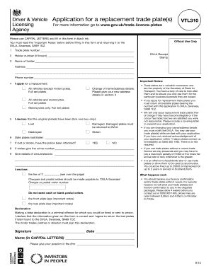 Fillable Online Application for a replacement trade plate(s) Fax Email ...