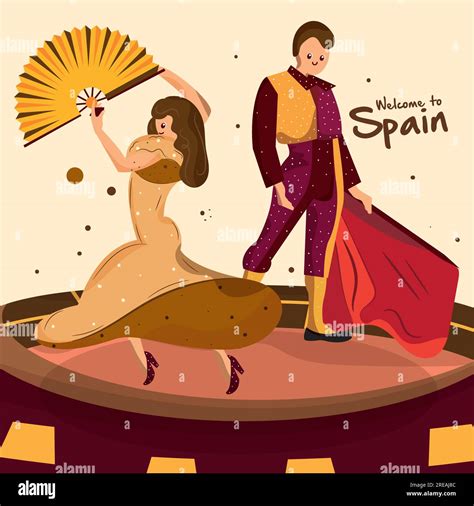 Pair of traditional spanish characters Spain culture template Vector ...