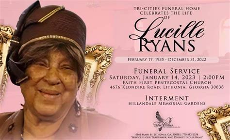 Lucille Ryans Obituary in Lithonia at Tri-Cities Funeral Home | Obit