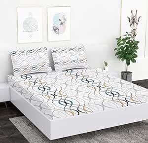 IVAZA 210 TC Cotton Double Bedsheet with 2 King Size Pillow Covers ...