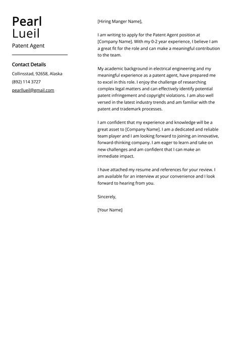 Patent Agent Cover Letter Examples (Template & 20+ Tips)