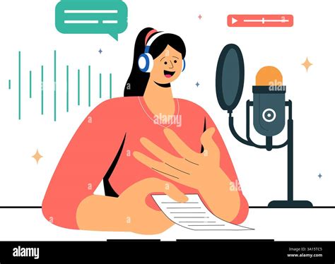 Voice Acting Vector Illustration featuring a Movie Production Cast ...