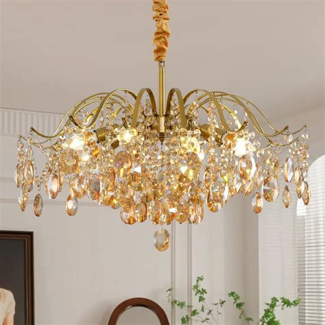 Gold Crystal Chandelier French Crystal Chandelier 6 Lights 20in Semi ...