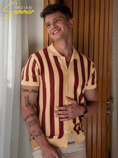 Buy Men's Maroon Striped Flat Knit Shirt Online at Beyoung