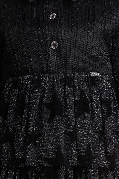 Buy Girls Star Printed Black Dress | One Friday