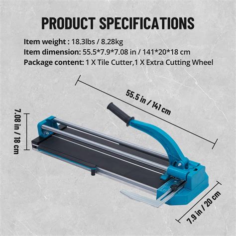 Manual Tile Cutter – 48 Inch Tungsten Carbide Cutting Wheel, Guide ...