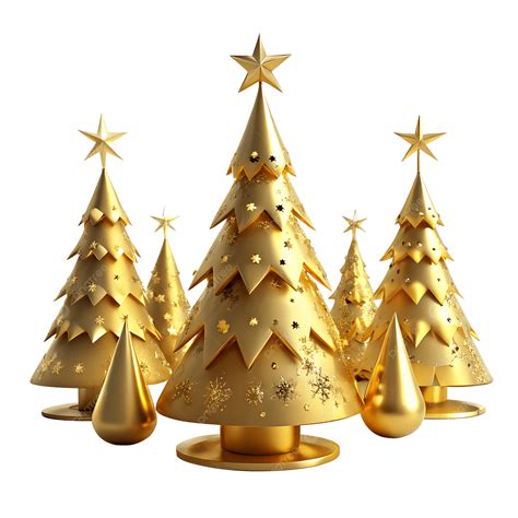Golden Christmas Tree Decorations Clip Art 3d Render, Golden Christmas ...