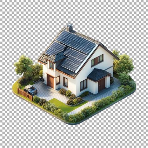 Png isometric real estate house with solar panel on it on transparent ...
