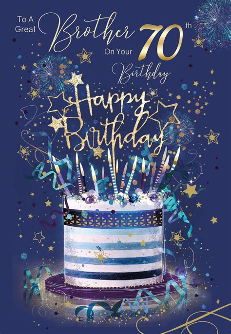Cherry Orchard Brother 70th Happy Birthday Card with Cake Design and ...