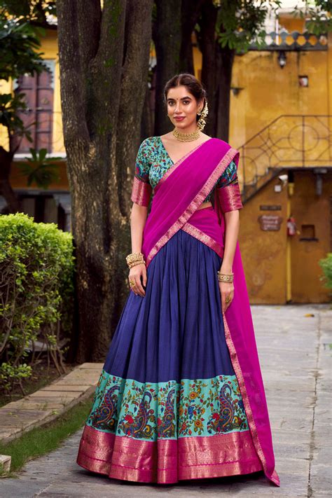 Fully Stitched Zari Work Half Saree For Girl - Anaya Designer Studio