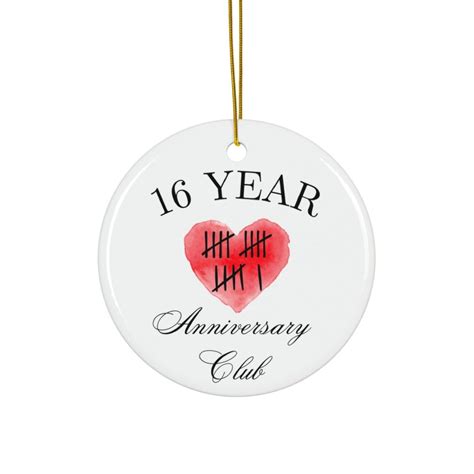 16th Anniversary Gift, 16-year Wedding Ornament, 16 Year Anniversary ...