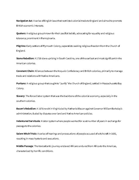 Apush Definitions - Navigation Act: A series of English laws that ...